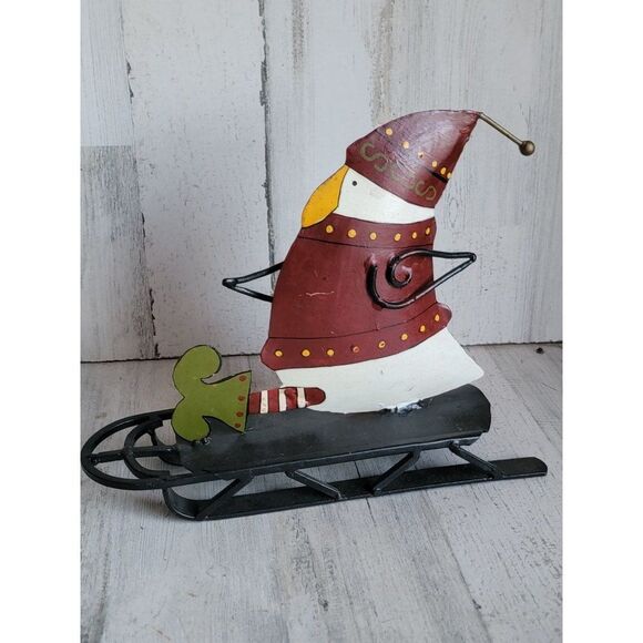 Toboggan foreside penguin rustic metal sledding home decor Xmas - Picture 5 of 10
